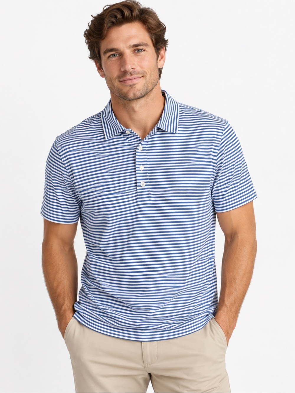 RLX Ralph Lauren Men’s Performance Striped Polo Blue White Size L Golf